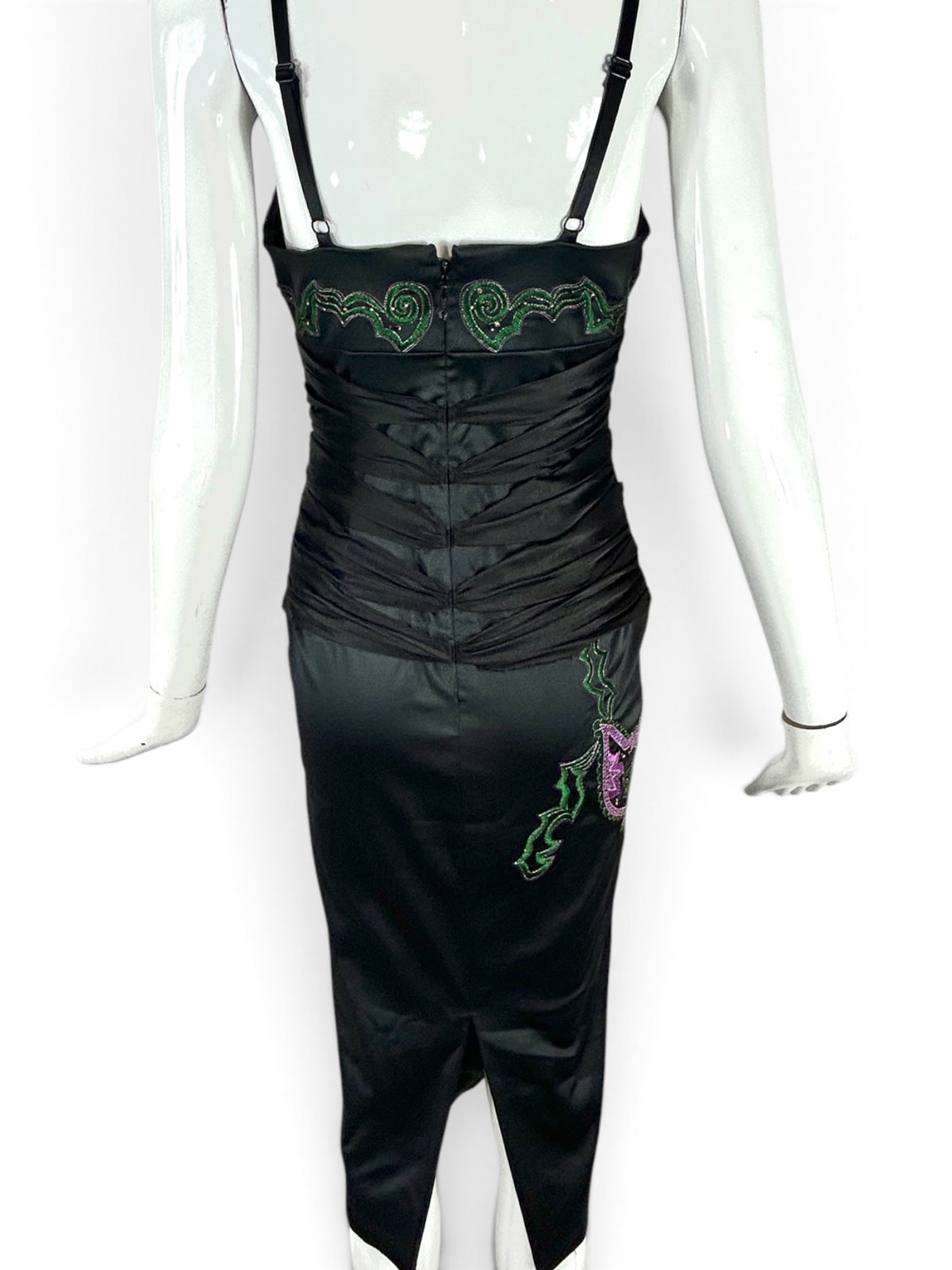 Deadstock Mandalay Embroidered Sharon Stone Style Dress Black  – Size 4 as seen on Devon Lee Carlson