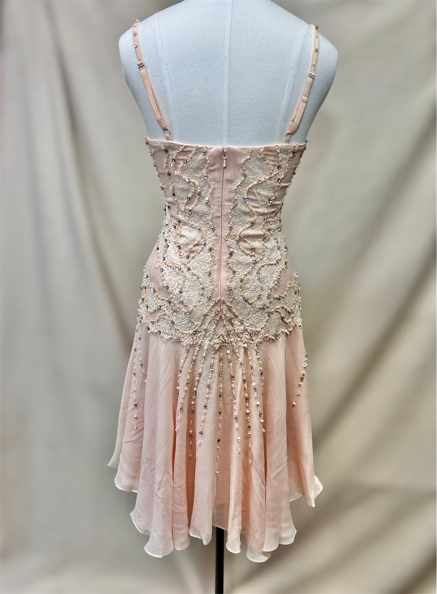 Baby pink Silk beaded Mandalay dress size 4