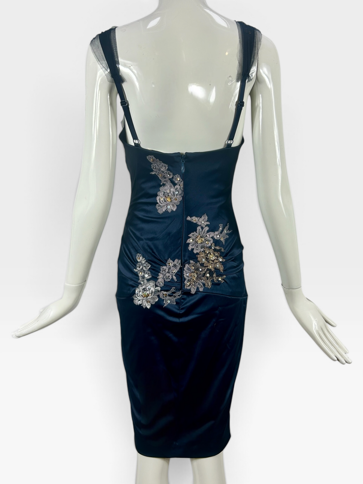 Navy Satin stretch Mandalay dress size 8