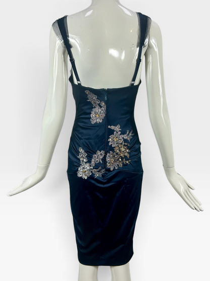Navy Satin stretch Mandalay dress size 8