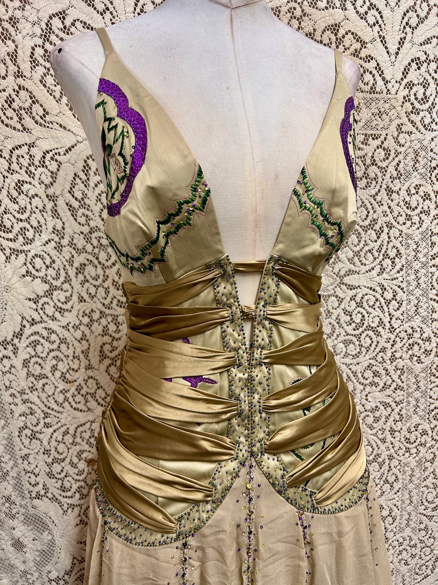 Champagne Deadstock Y2K Mandalay Dress – Size 10