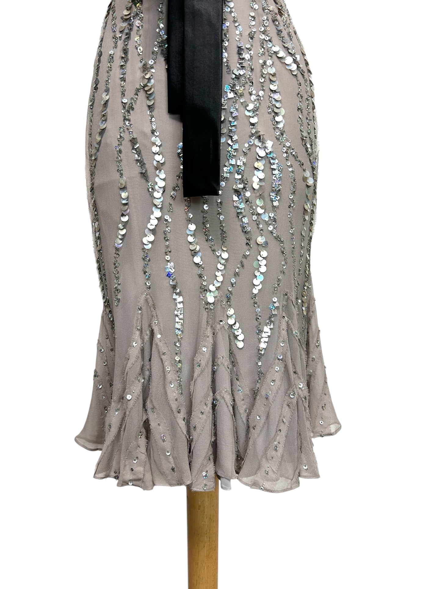 Deadstock Mandalay Silk Chiffon Sequin Dress – Size 6