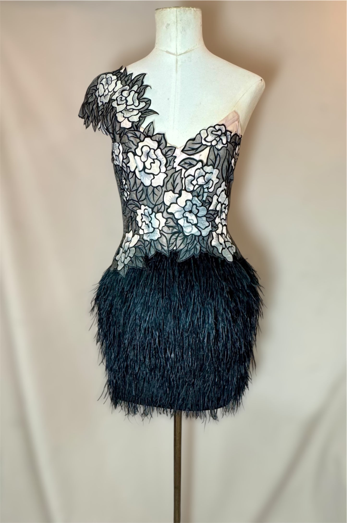 Y2K Deadstock Mandalay One-Shoulder Mini Dress – Pink & Black, Size 6