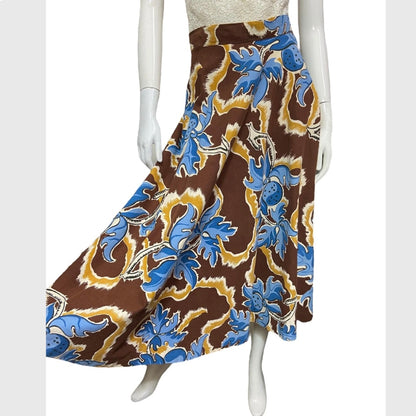 40’s Stylized Fruit and Branch Print Cotton Skirt