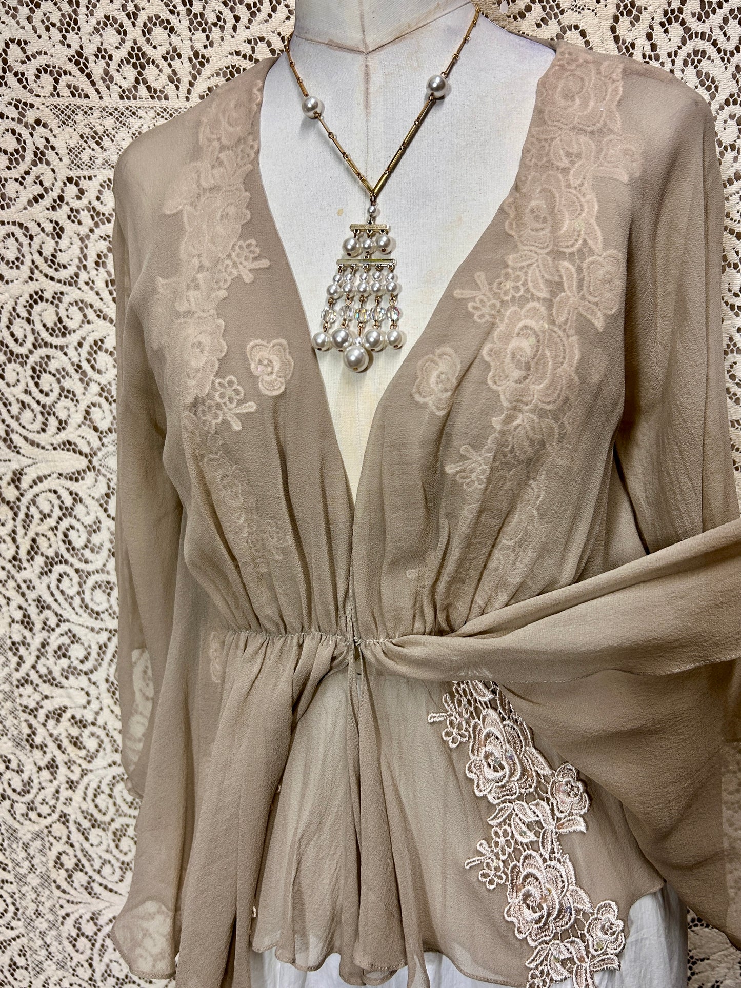 Vintage Deadstock Mandalay Silk Chiffon Halter Blouse – Y2K Era