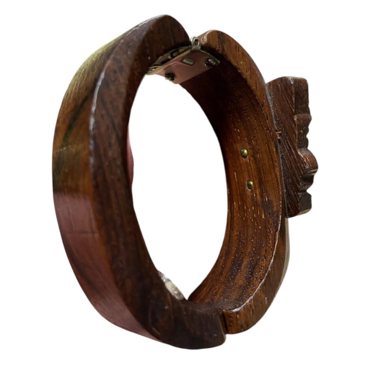 RARE WWII Era Wooden Clamp Bracelet with Carved Sailor’s Face