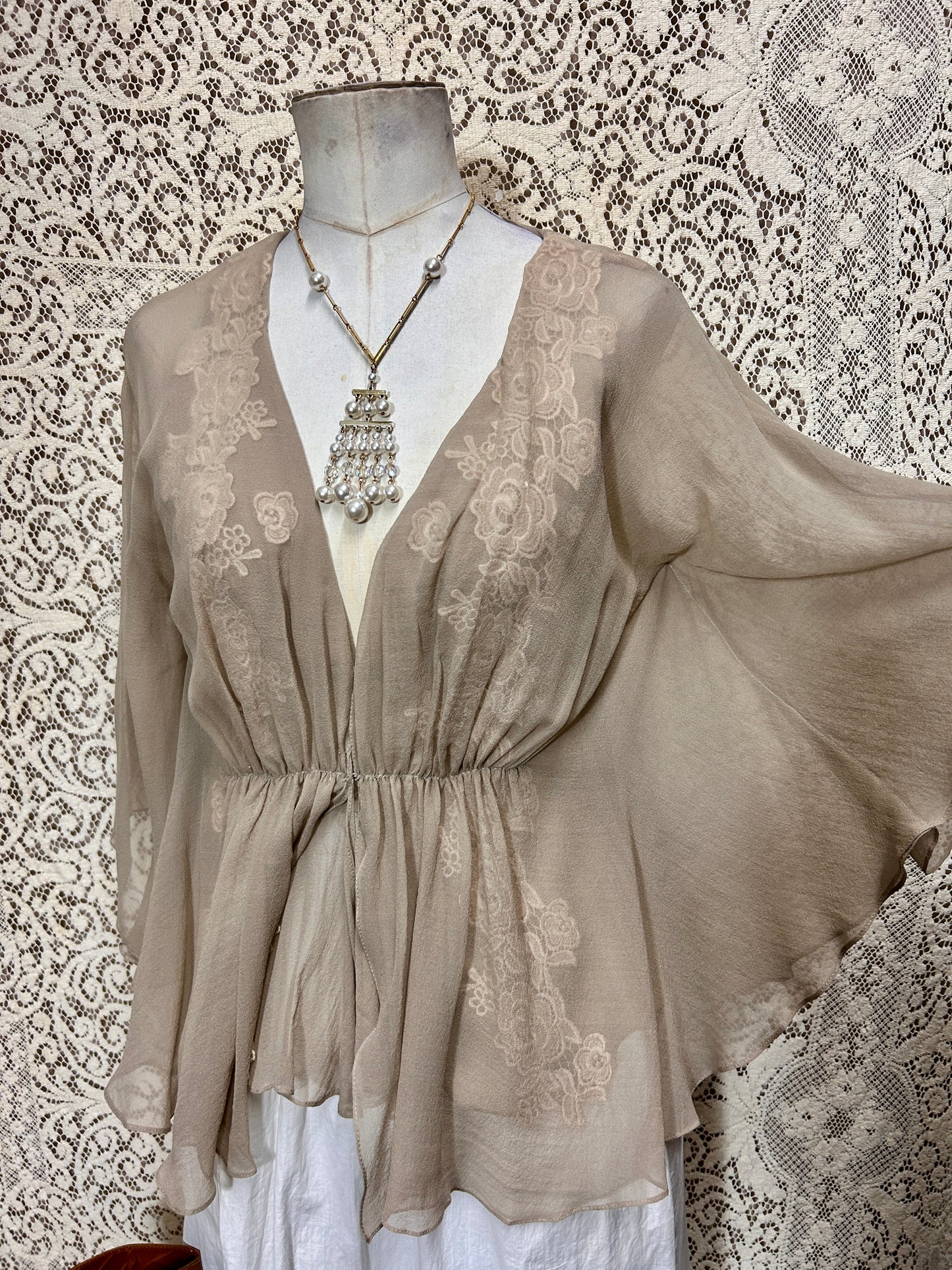 Vintage Deadstock Mandalay Silk Chiffon Halter Blouse – Y2K Era