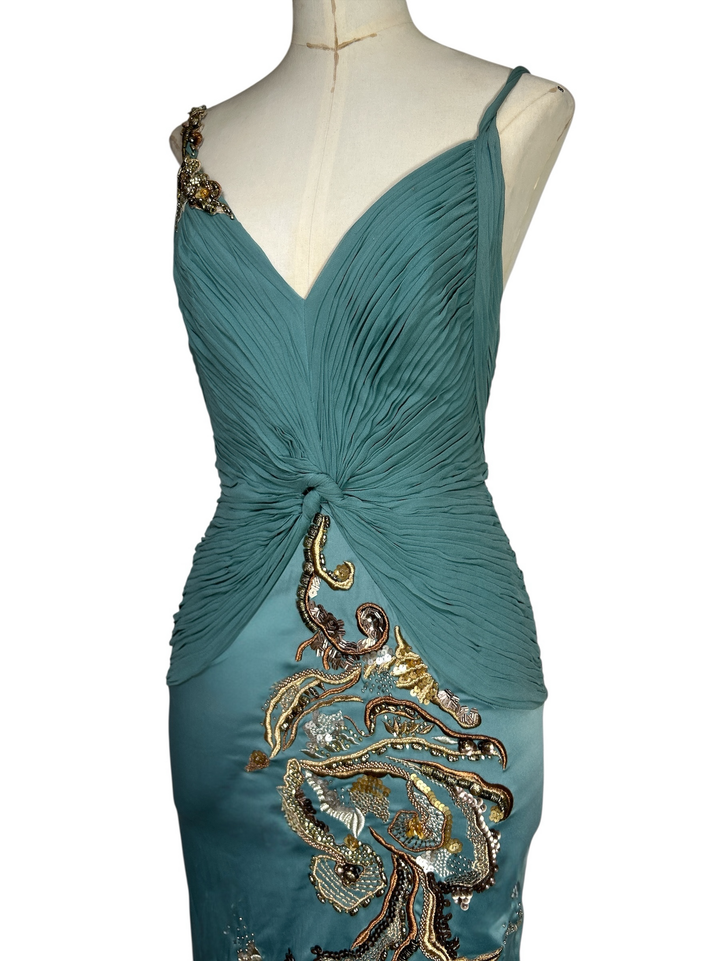 Deadstock Mandalay Robin’s Egg Blue Silk & Satin Dress — Size 6