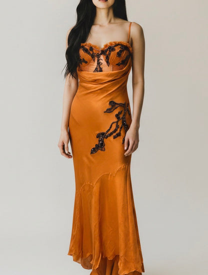 Orange silk drape gown Mandalay size 6