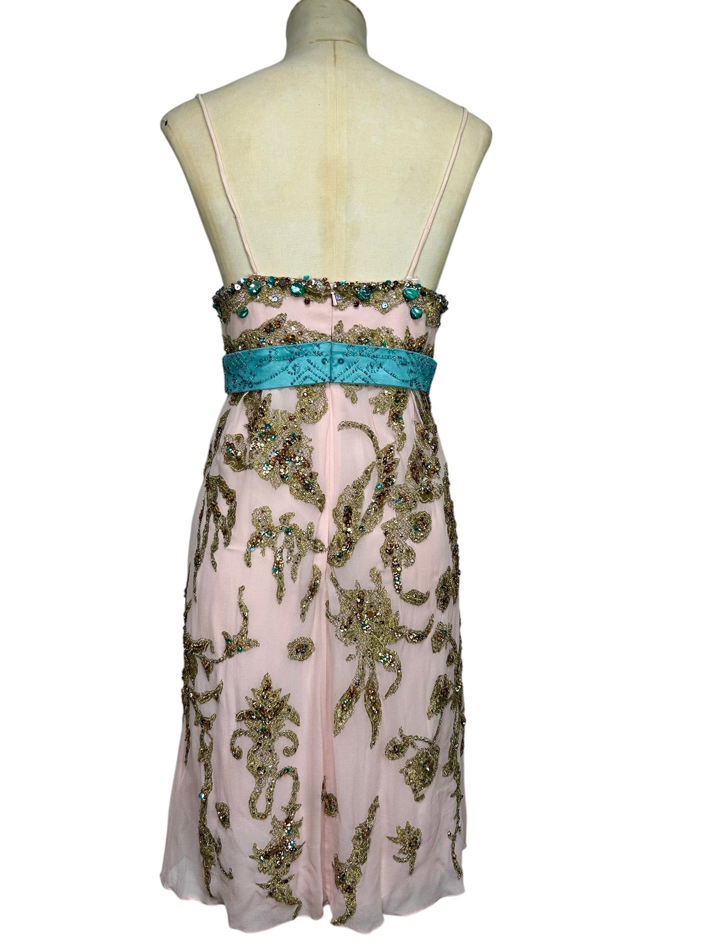 Deadstock Mandalay Silk Chiffon Beaded Babydoll Dress – Size 6
