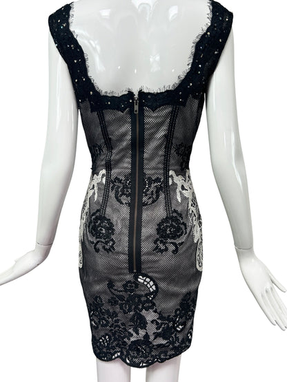 Mandalay Patchwork Lace Corset Dress – Deadstock Y2K Lingerie-Inspired Cocktail Dress | Size 6