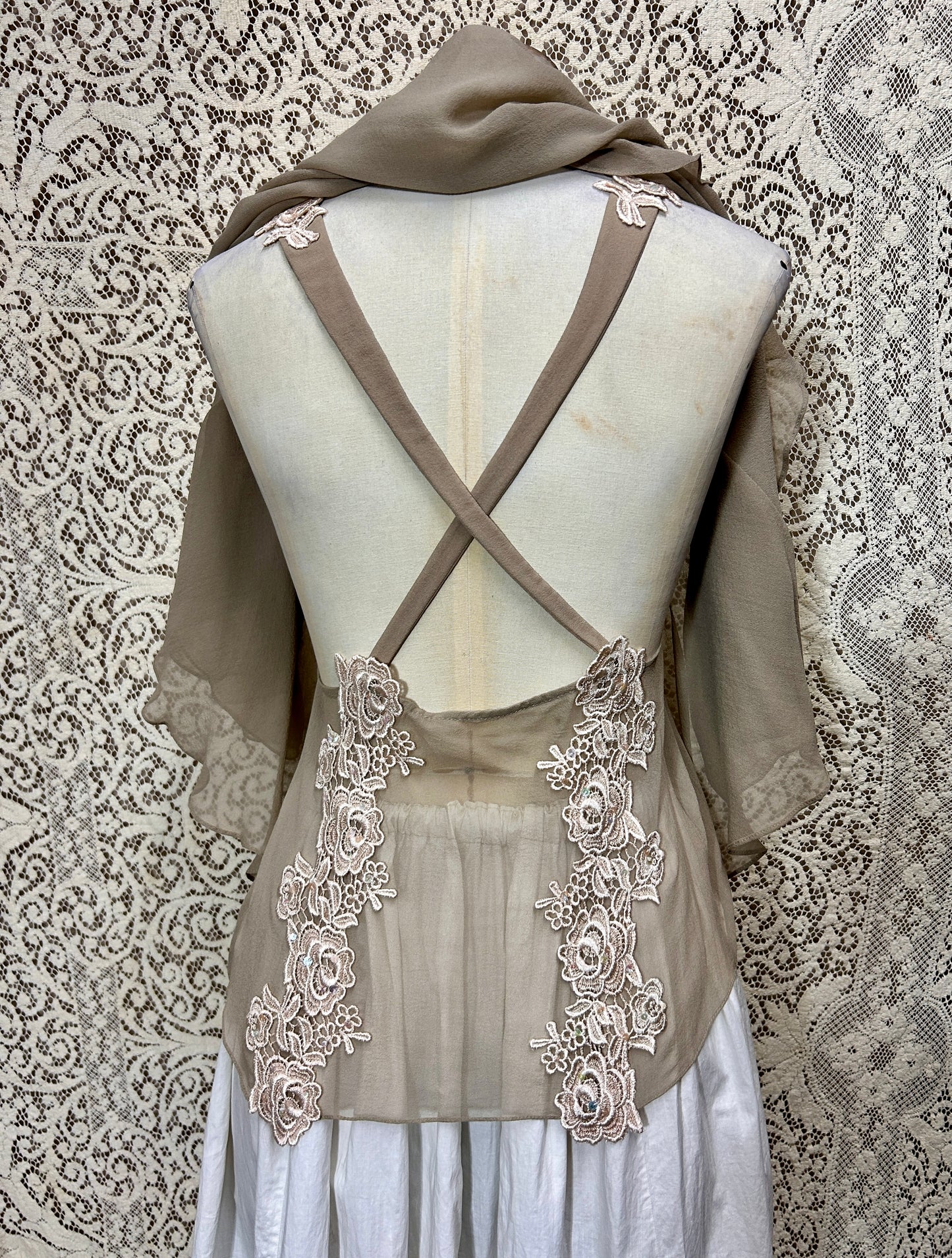 Vintage Deadstock Mandalay Silk Chiffon Halter Blouse – Y2K Era