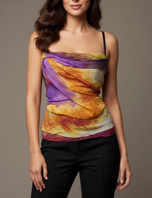 Y2K Deadstock Mandalay Silk Drape Corset Top (sz 10)