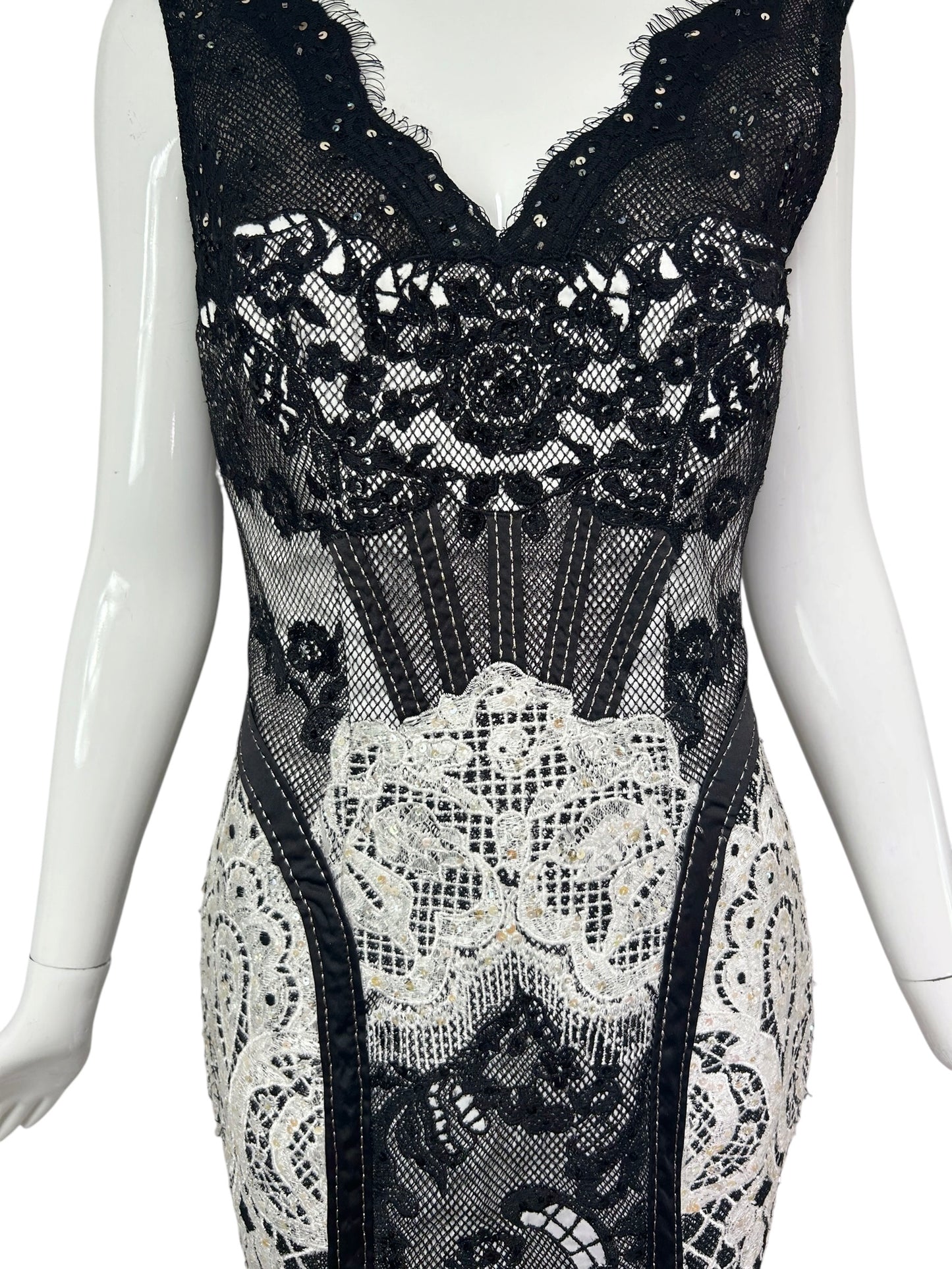 Mandalay Patchwork Lace Corset Dress – Deadstock Y2K Lingerie-Inspired Cocktail Dress | Size 6