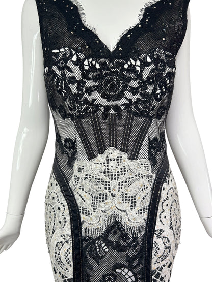 Mandalay Patchwork Lace Corset Dress – Deadstock Y2K Lingerie-Inspired Cocktail Dress | Size 6