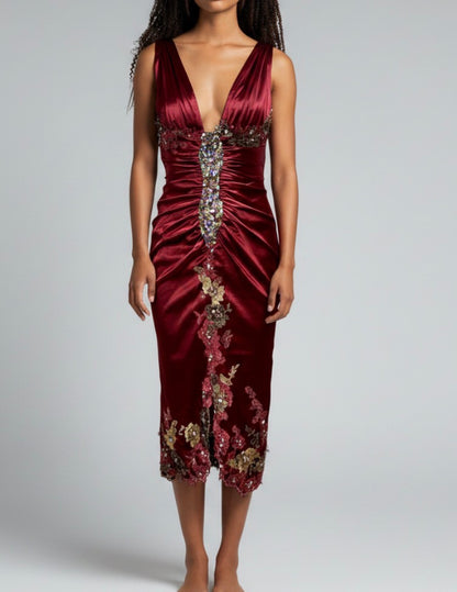 Ruby red satin stretch Mandalay dress size 6