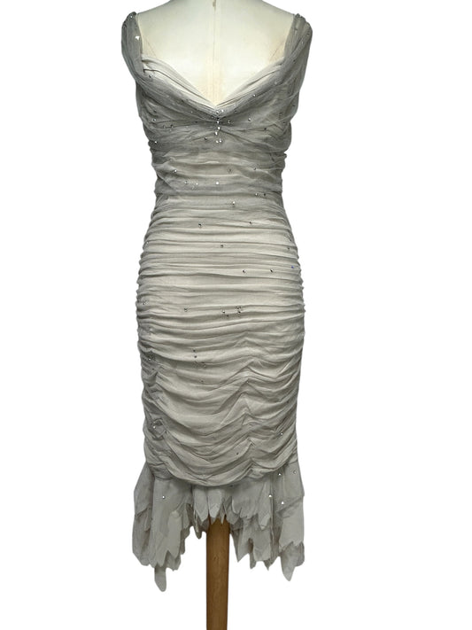 Rare Deadstock Mandalay Dove Mesh Ruched Dress – Size 12
