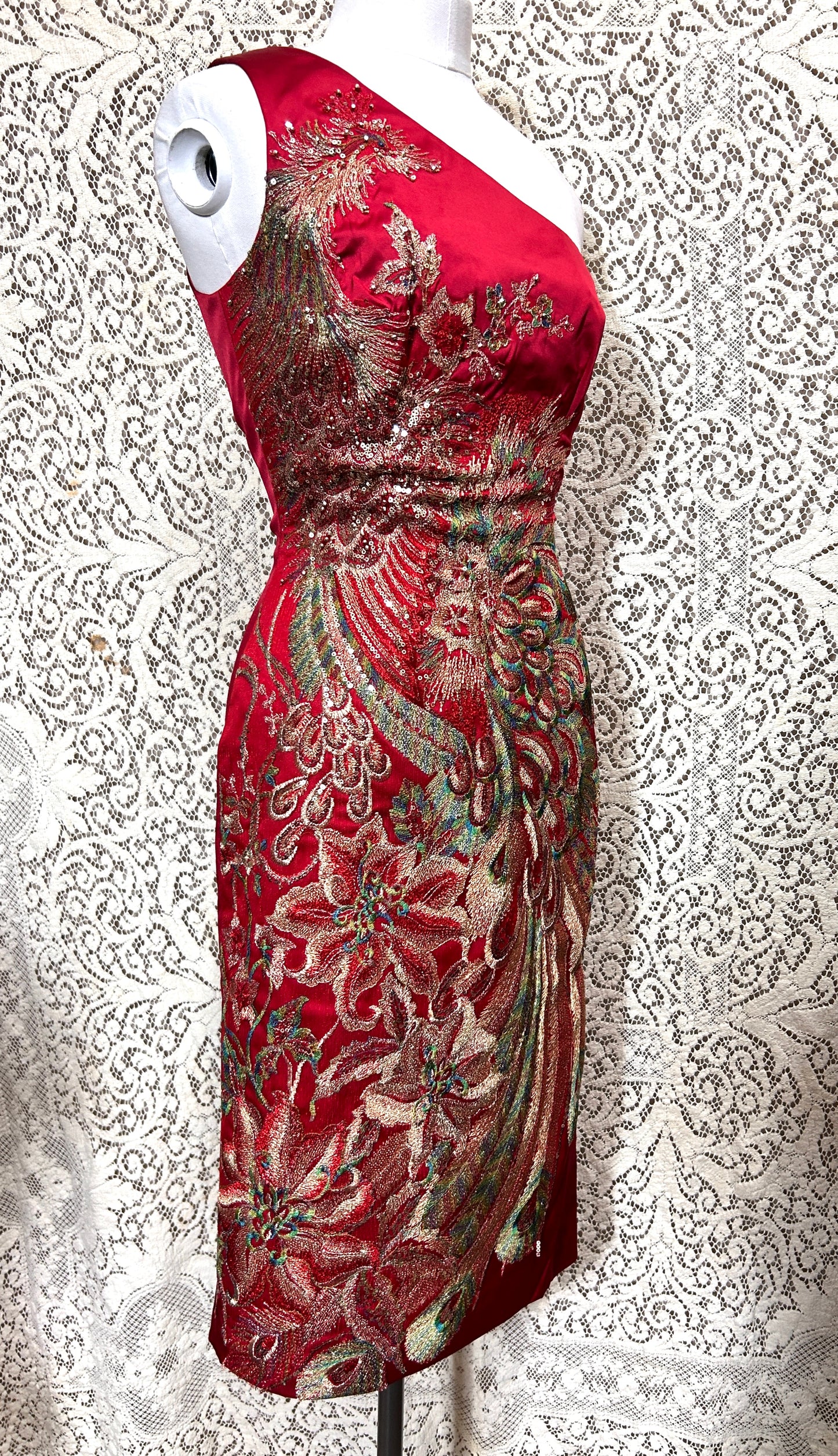 Mandalay Couture One-Shoulder Beaded Cocktail Dress – Size 6