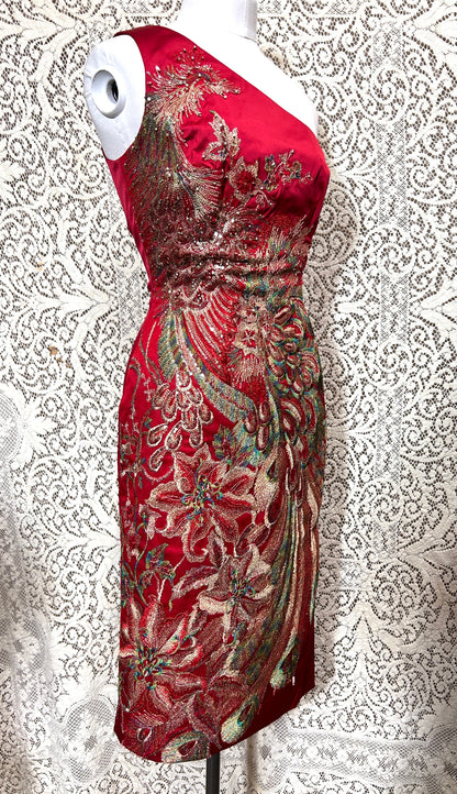 Mandalay Couture One-Shoulder Beaded Cocktail Dress – Size 6