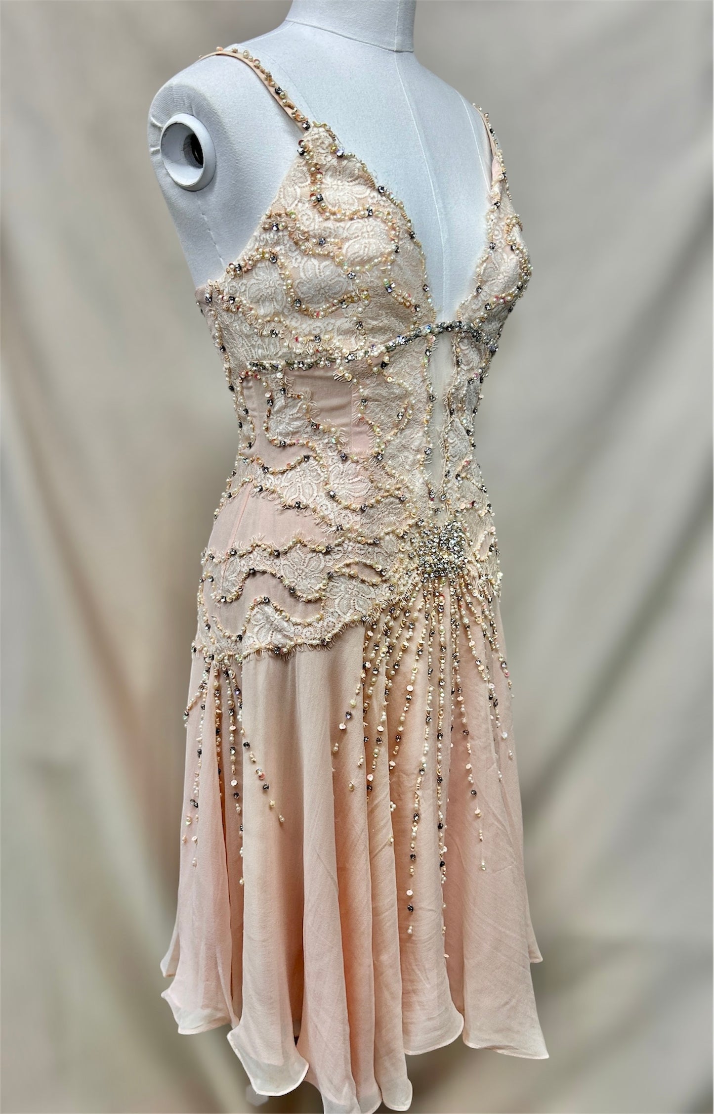 Baby pink Silk beaded Mandalay dress size 4