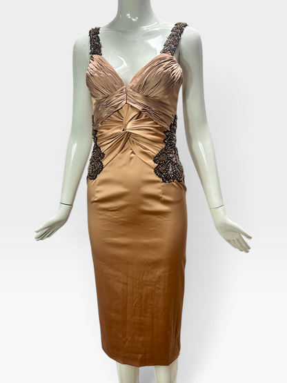 Two tone nude Mandalay ruched dress size 6