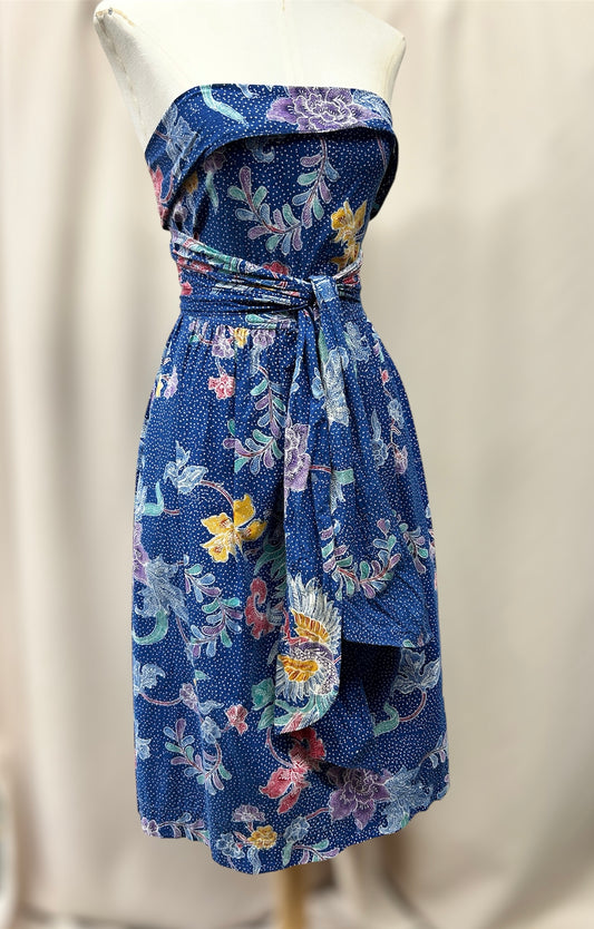 Vintage Lucky Seven Convertible Dress – 7-Way Style | Floral Batik Print
