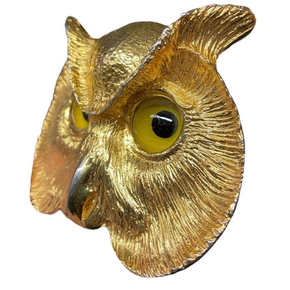 RARE 1985 Christopher Ross 24K Plate Owl Face Belt Buckle