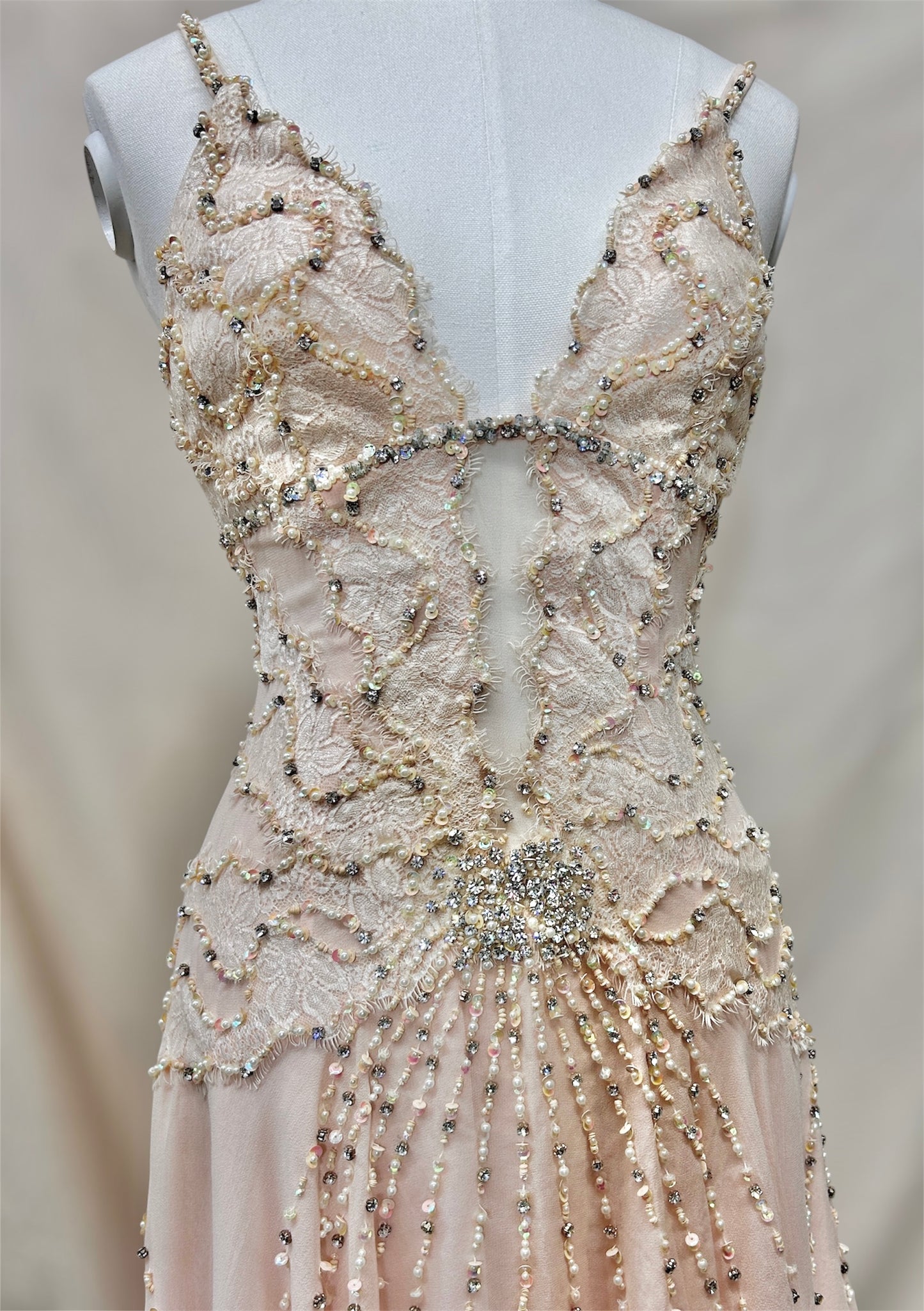 Baby pink Silk beaded Mandalay dress size 4