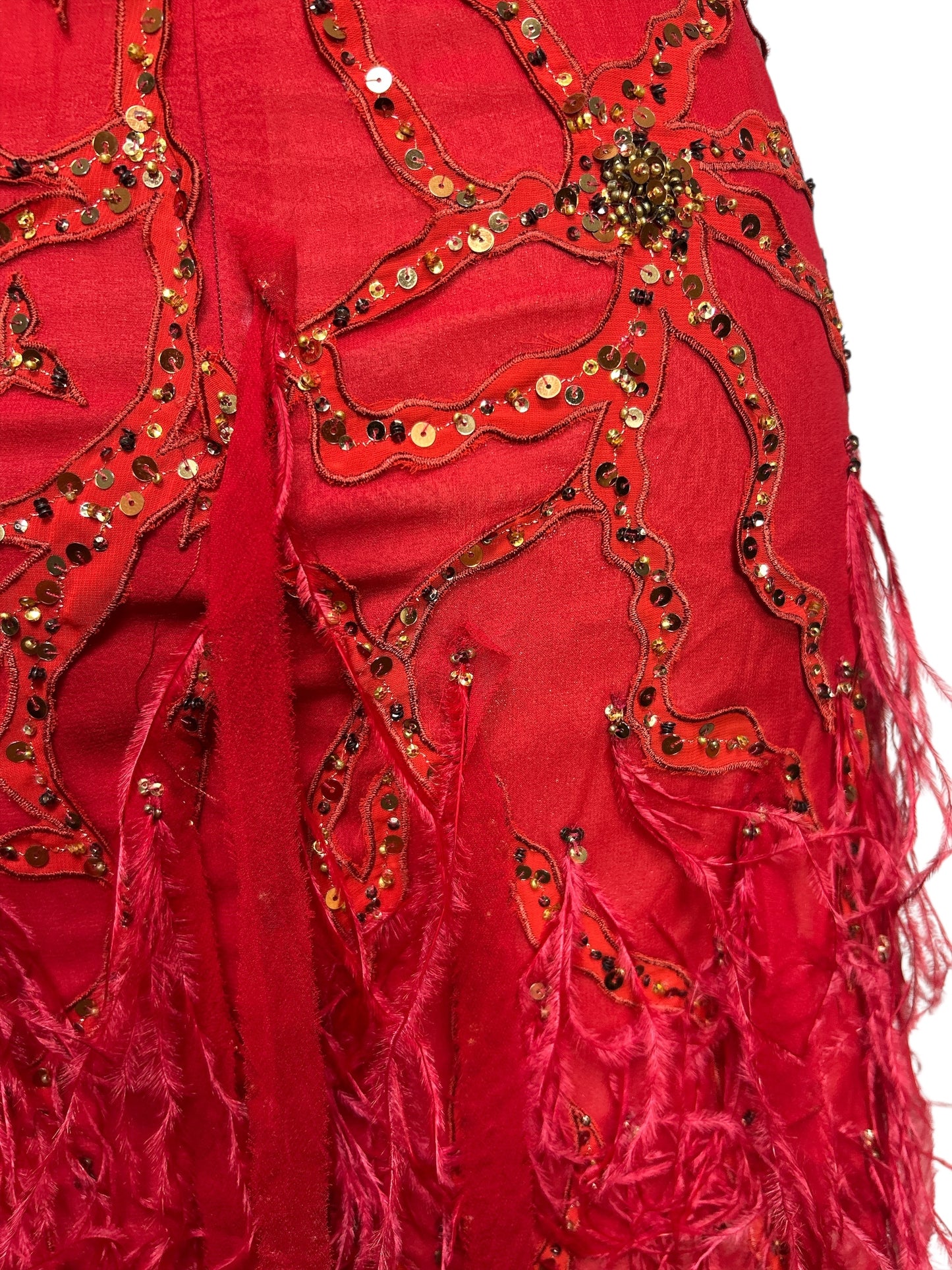 Deadstock Mandalay Beaded Ostrich Feather and Silk Party Dress — Size 4