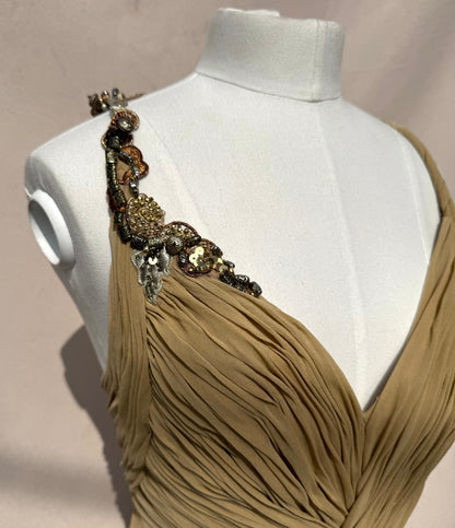 Y2K Mandalay Deadstock silk chiffon champagne Dress — Size 4