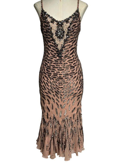 Deadstock Mandalay Silk Chiffon Beaded Mermaid Dress – Size 6