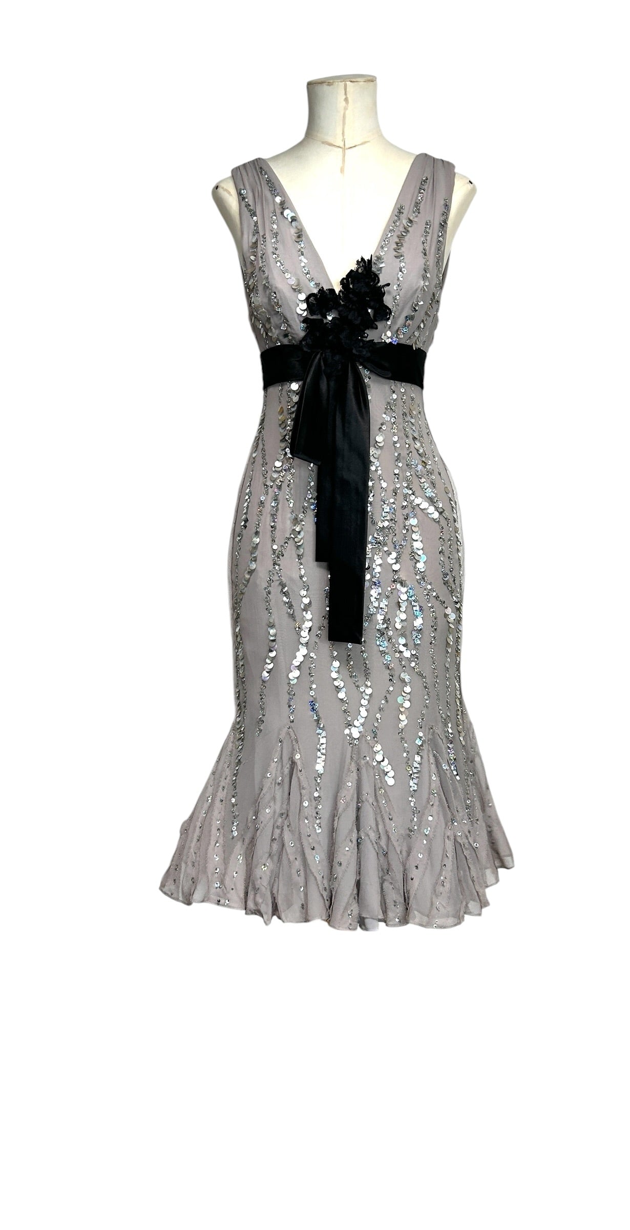 Deadstock Mandalay Silk Chiffon Sequin Dress – Size 6