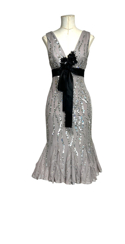 Deadstock Mandalay Silk Chiffon Sequin Dress – Size 6