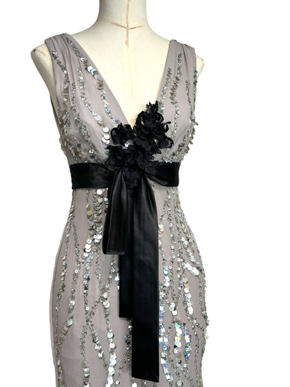 Deadstock Mandalay Silk Chiffon Sequin Dress – Size 6