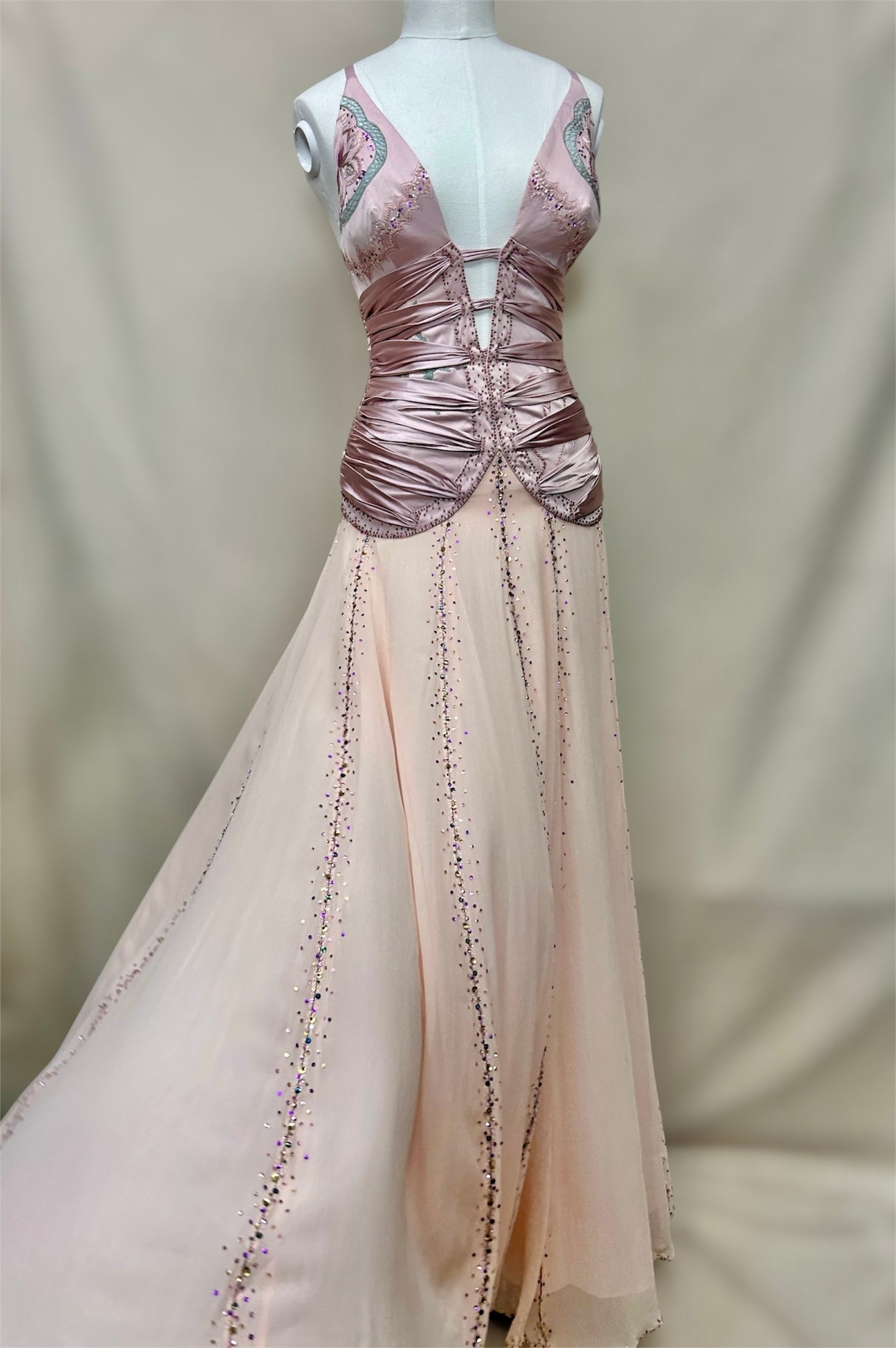 Pink Mandalay beaded gown. Size 6