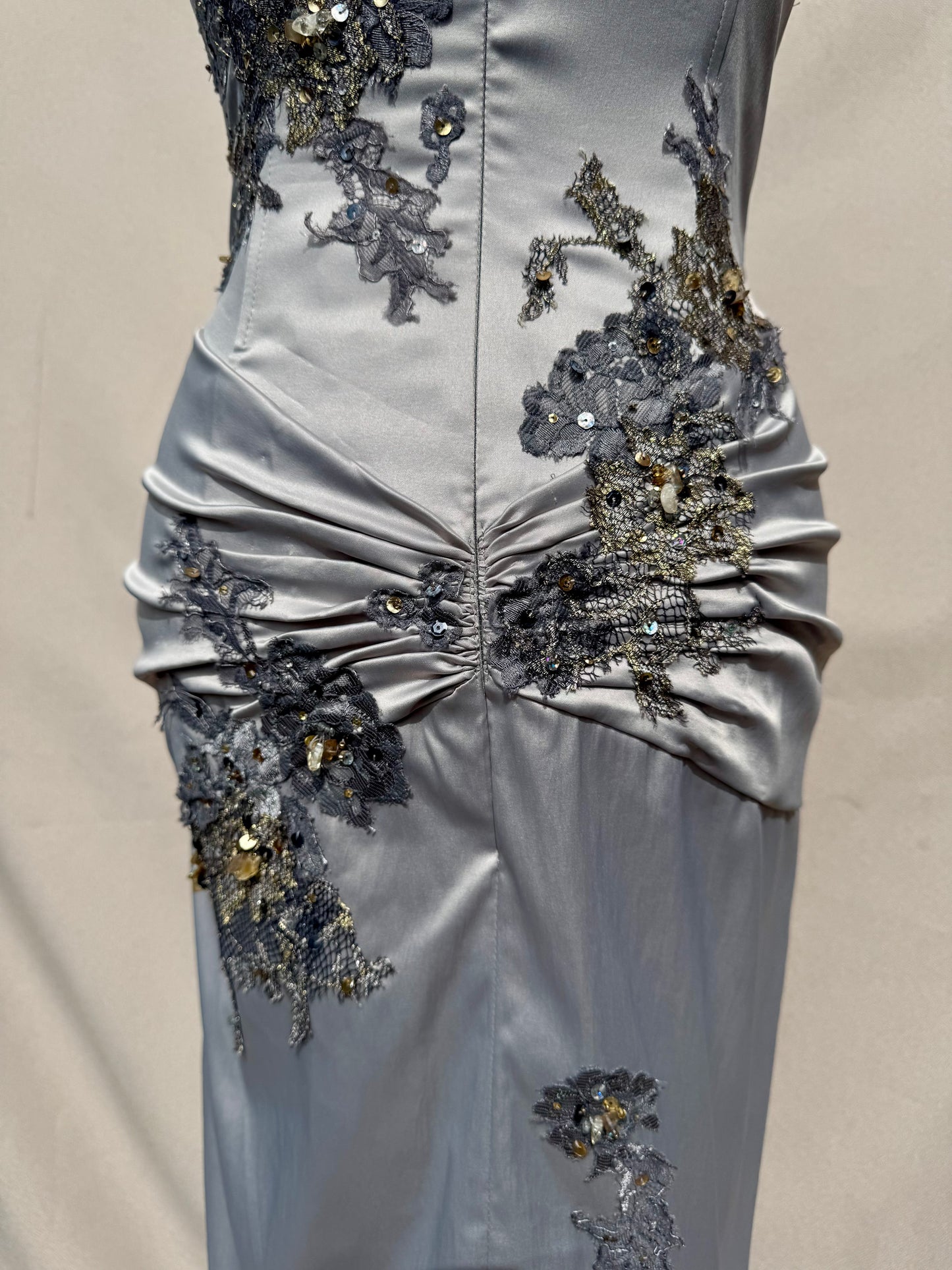 Y2K Deadstock Mandalay dove gray Midi Dress – Size 4