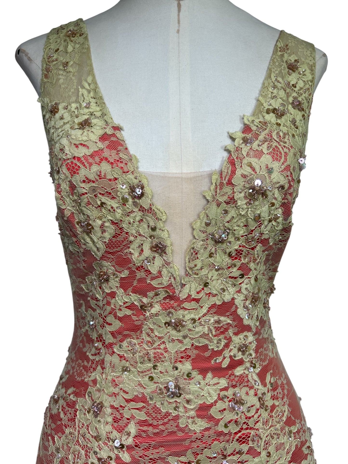 Deadstock chartreuse Lace Mandalay Dress – Size 4/6