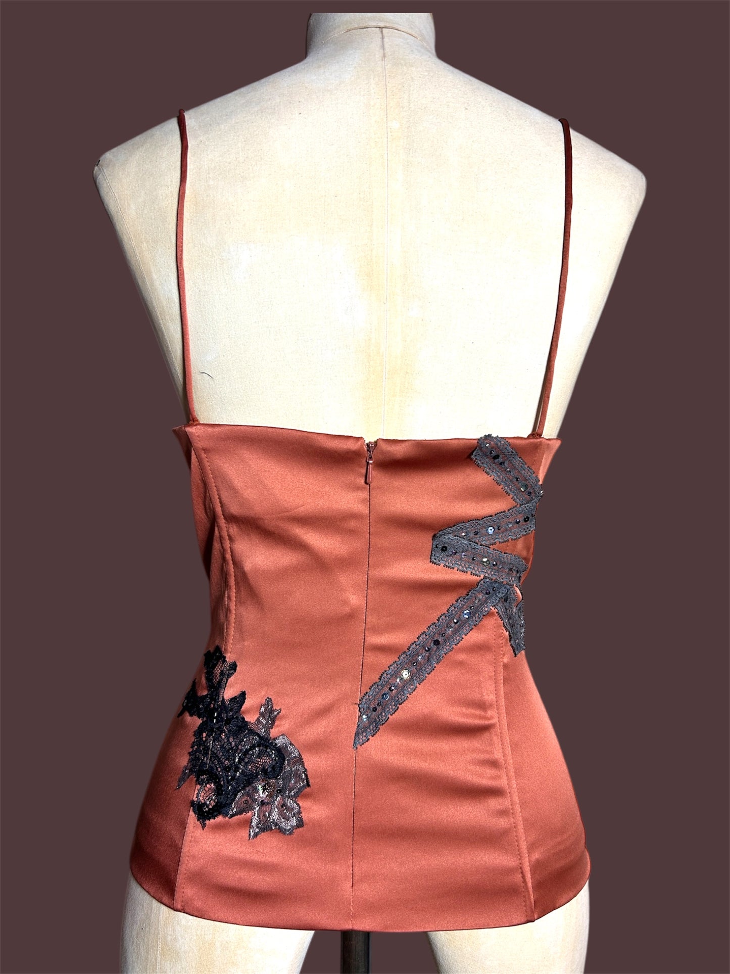 Cinnamon Mandalay Y2K Satin boned bustier size 10
