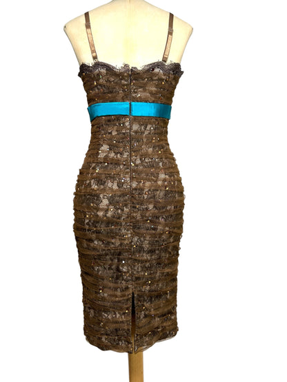 Deadstock Mandalay Lace Mesh Ruched Wiggle Dress – Size 8