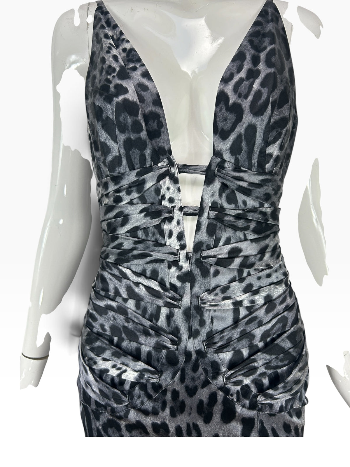 Deadstock Mandalay Leopard Print Plunging Neckline Dress – Size 8