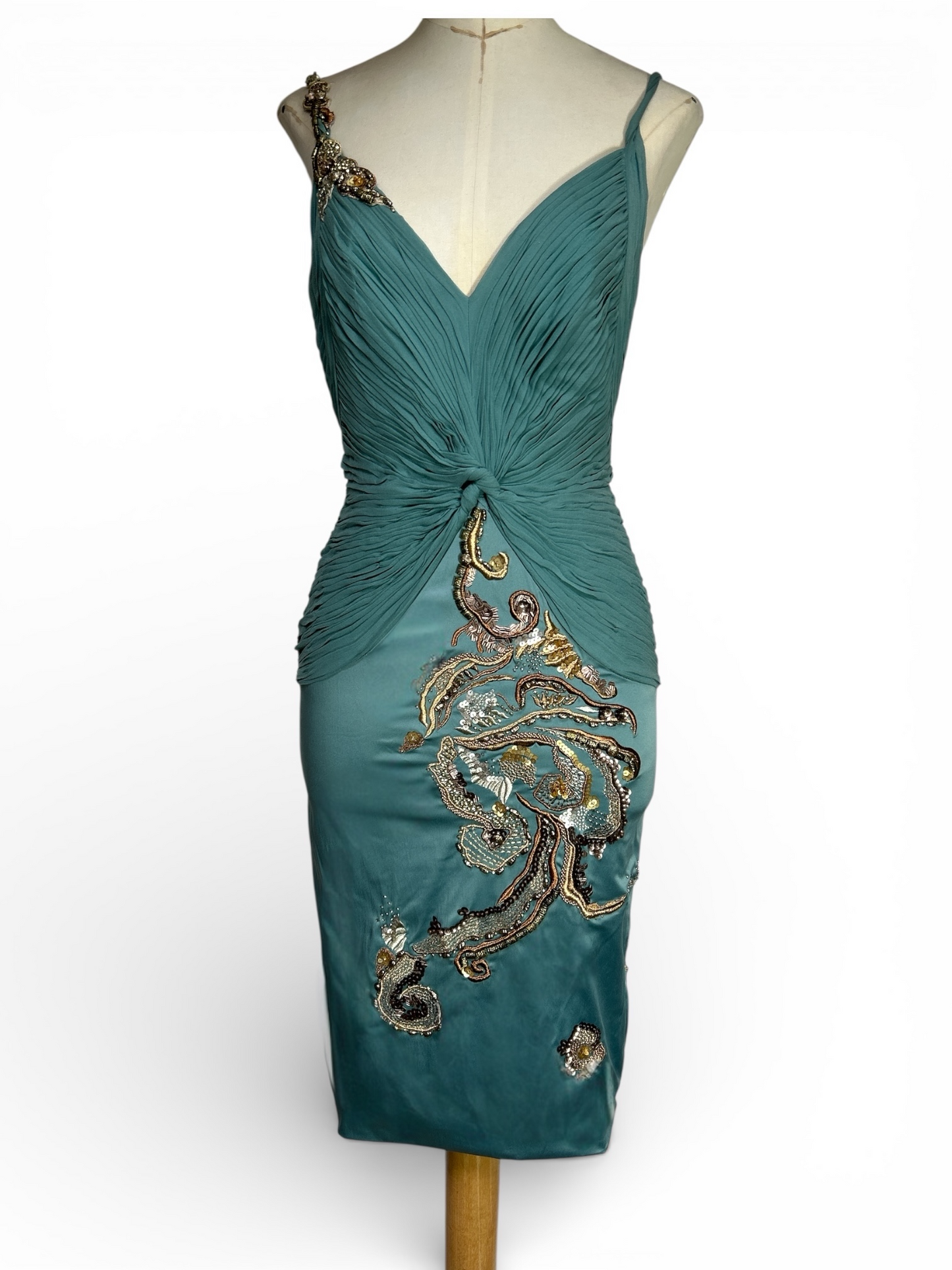 Deadstock Mandalay Robin’s Egg Blue Silk & Satin Dress — Size 6