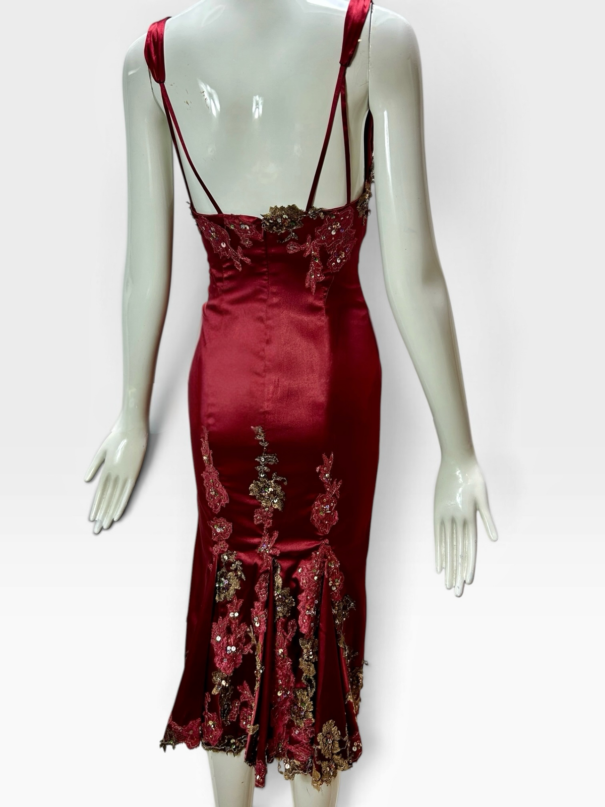 Ruby red satin stretch Mandalay dress size 6