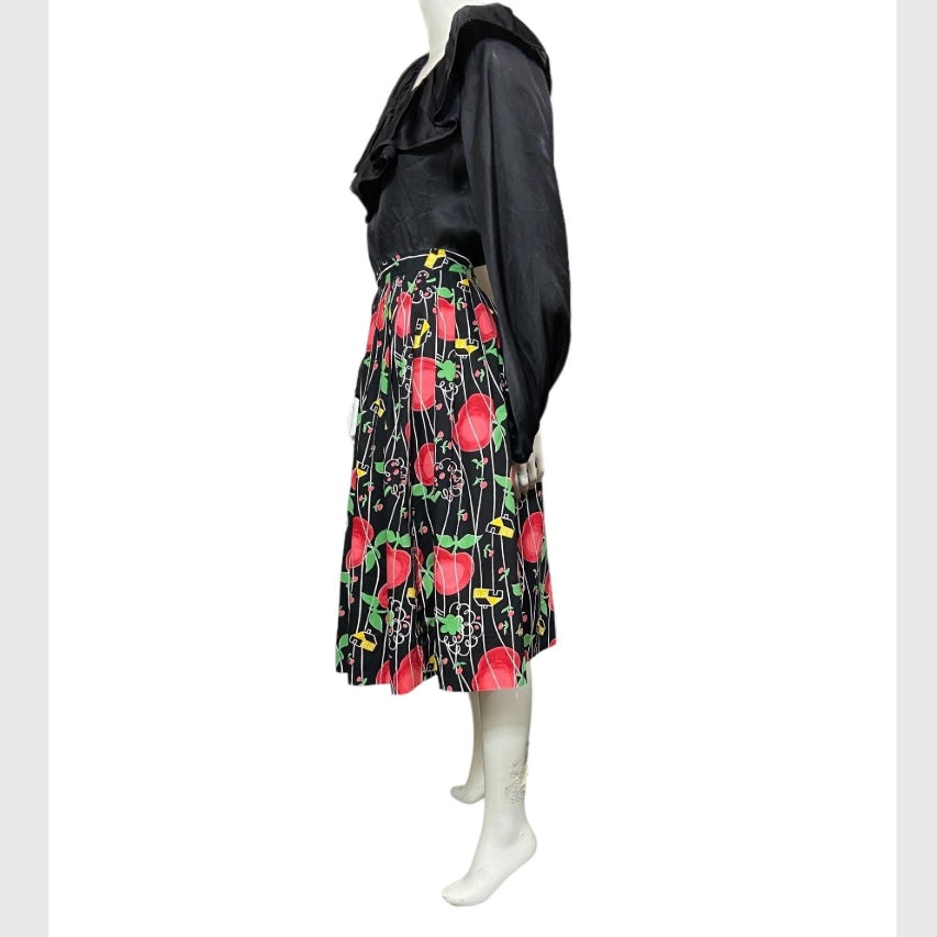 50’s Schoolhouse and Apple Novelty Print Cotton Skirt