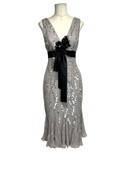 Deadstock Mandalay Silk Chiffon Sequin Dress – Size 6