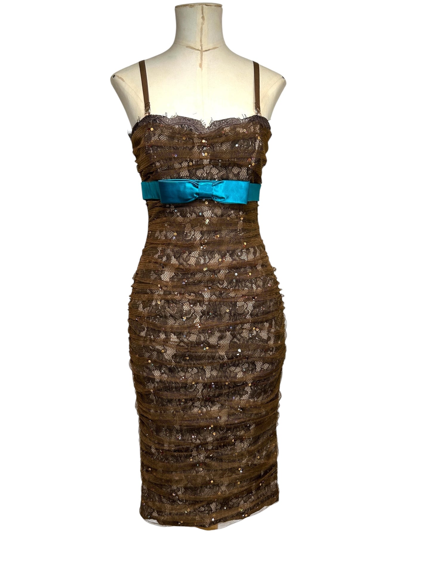 Deadstock Mandalay Lace Mesh Ruched Wiggle Dress – Size 8