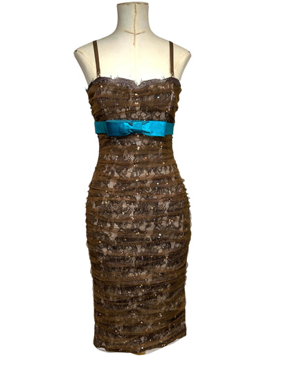 Deadstock Mandalay Lace Mesh Ruched Wiggle Dress – Size 8