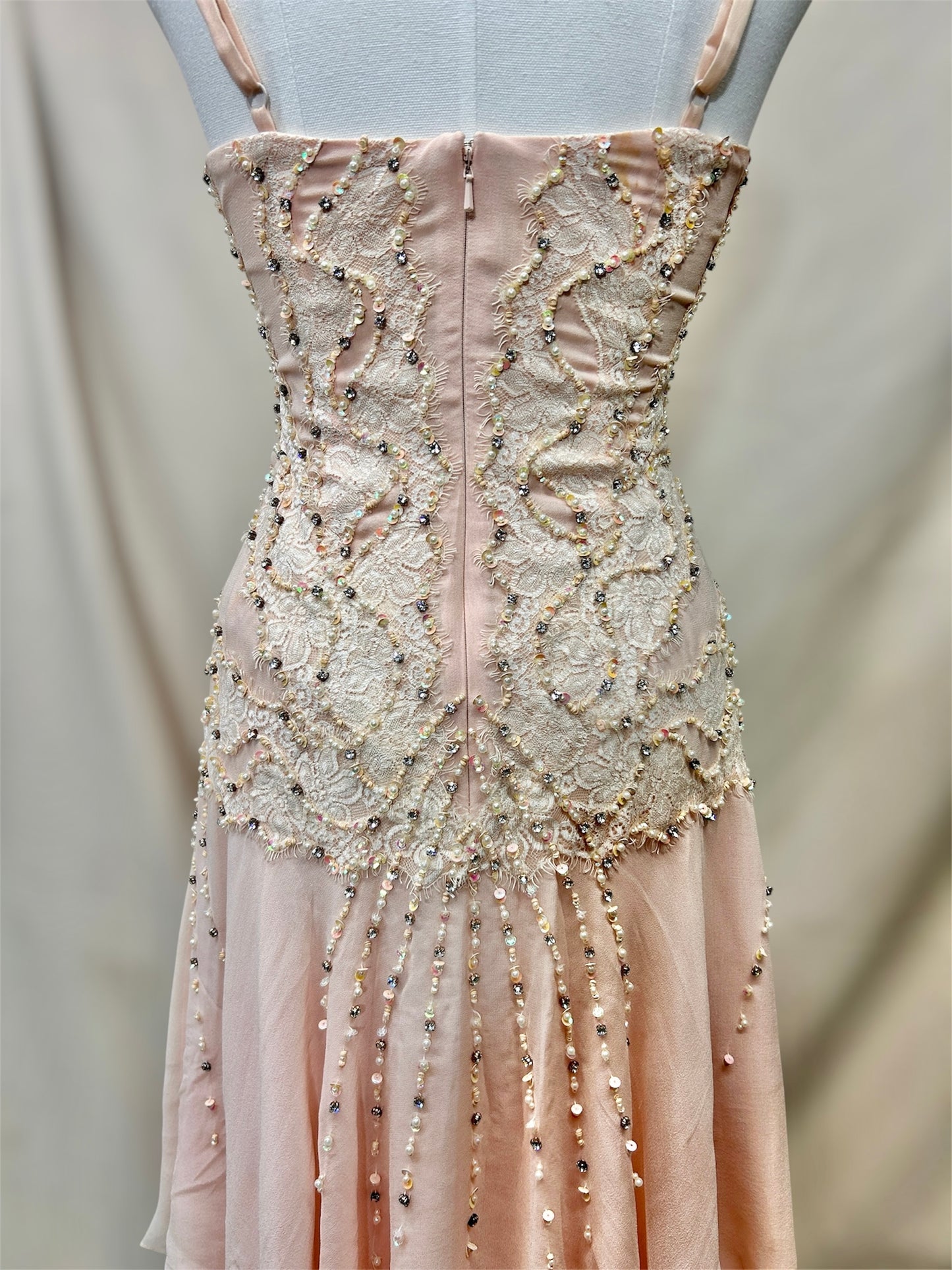 Baby pink Silk beaded Mandalay dress size 4