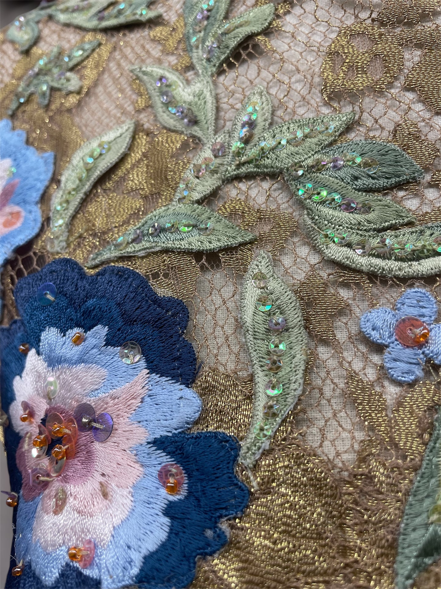 Vintage Deadstock Y2K Mandalay Gold Lace Maxi Dress size 6