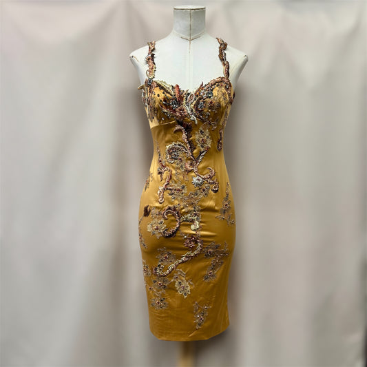 Vintage Y2K Deadstock Mandalay Satin Beaded Dress