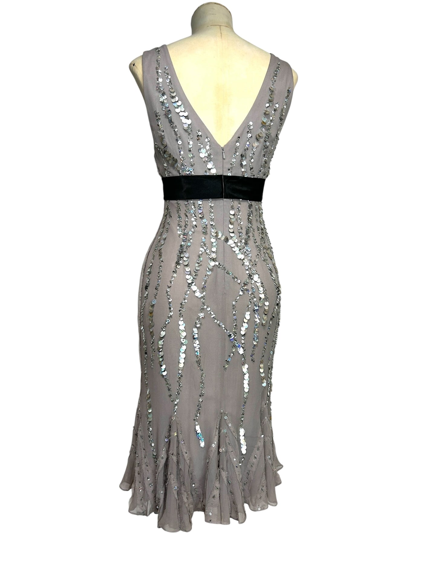 Deadstock Mandalay Silk Chiffon Sequin Dress – Size 6